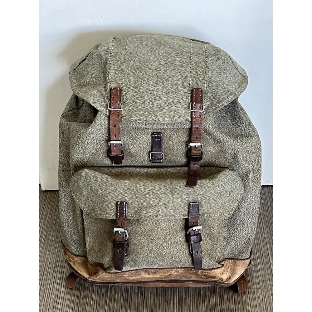 Swiss Army Military Backpack Rucksack 1969 Canvas/Leather Salt & Pepper Gallen